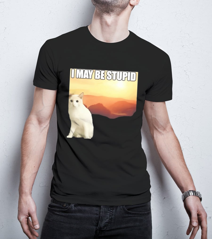 I May Be Stupid Cat With Sunrise T-Shirt