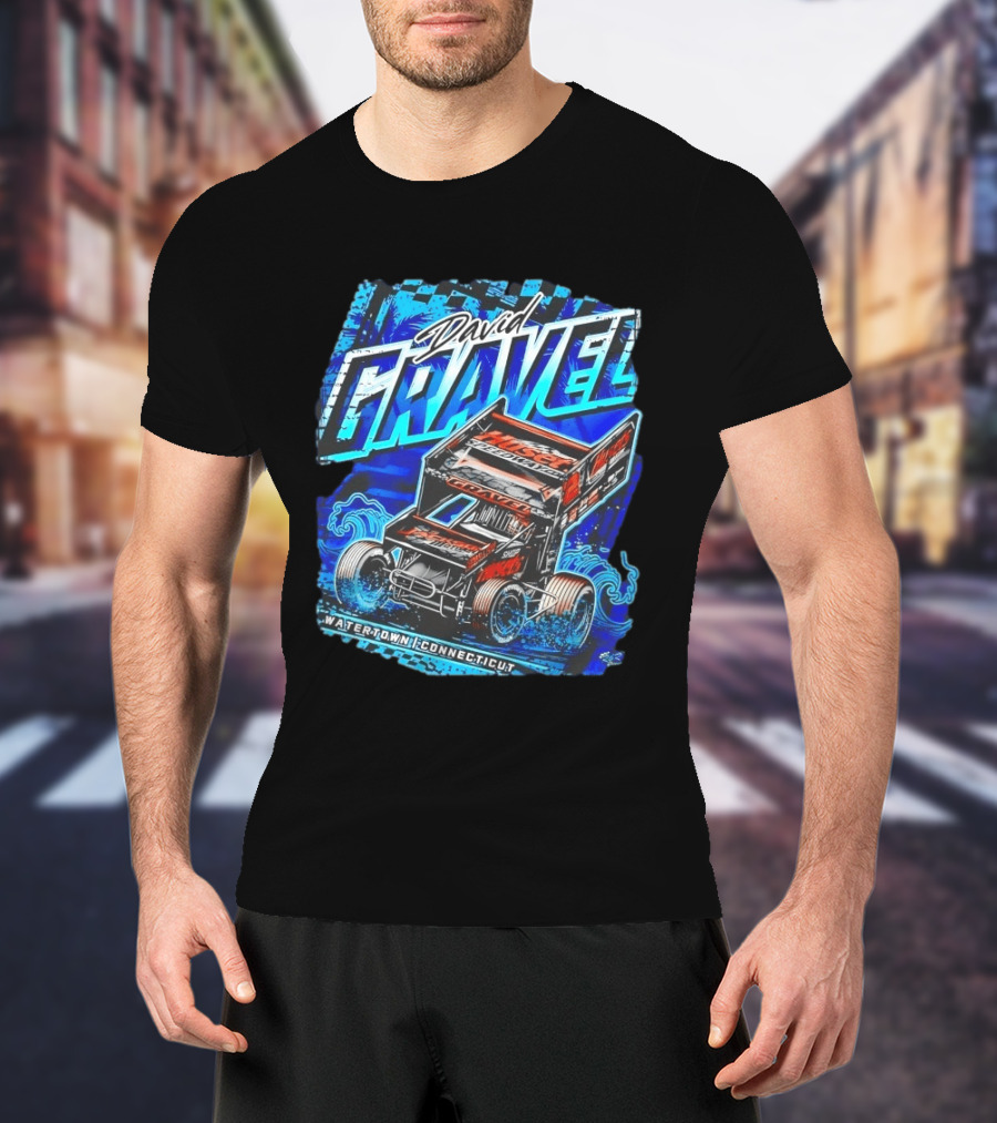 David Gravel Racing Blue Wave Watertown Connecticut Sprint Car T-Shirt