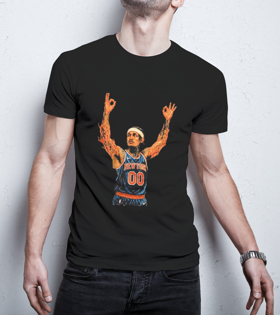 Jordan Clarkson New York Knicks Flaming Arms Basketball Game 1 2026 T-Shirt