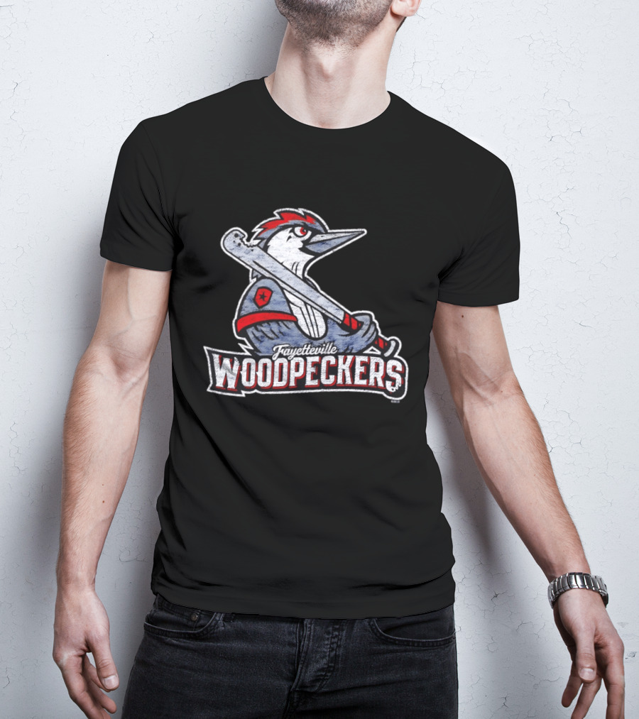 Fayetteville Woodpeckers Baseball Team Mascot Bat MLB T-Shirt