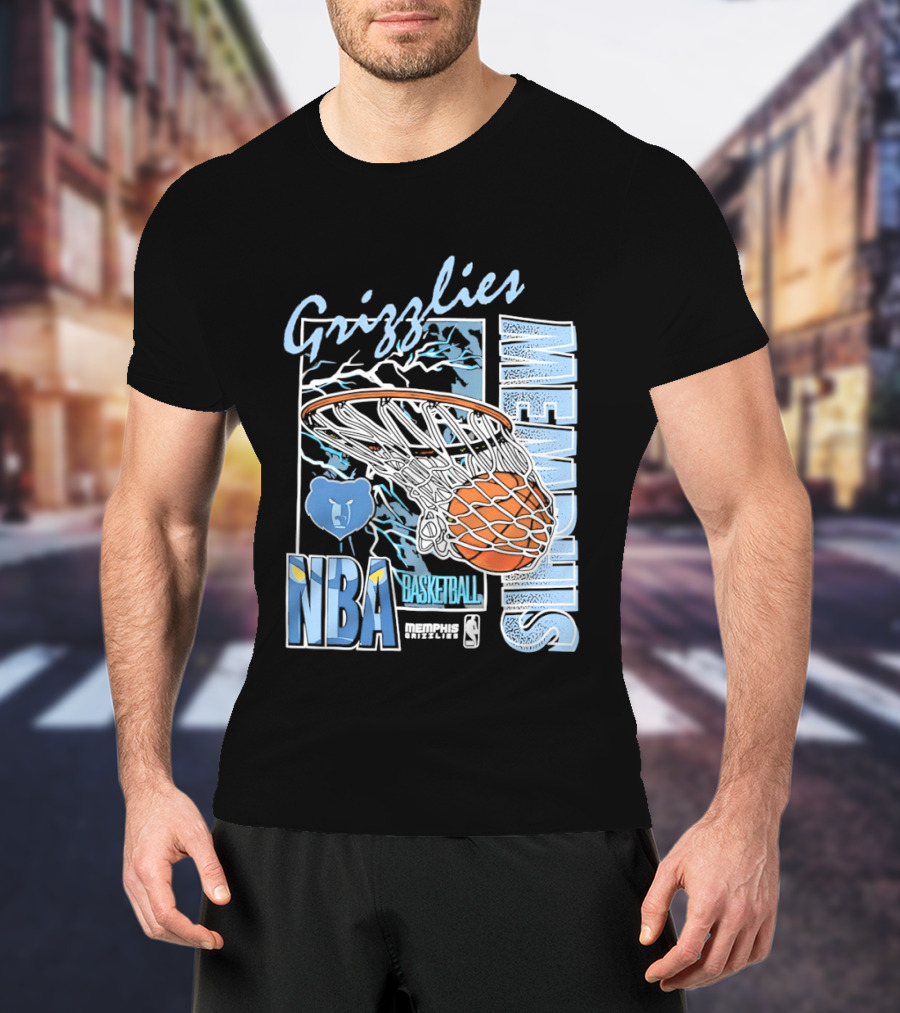 Grizzlies Memphis Basketball NBA Bear Logo And Hoop T-Shirt