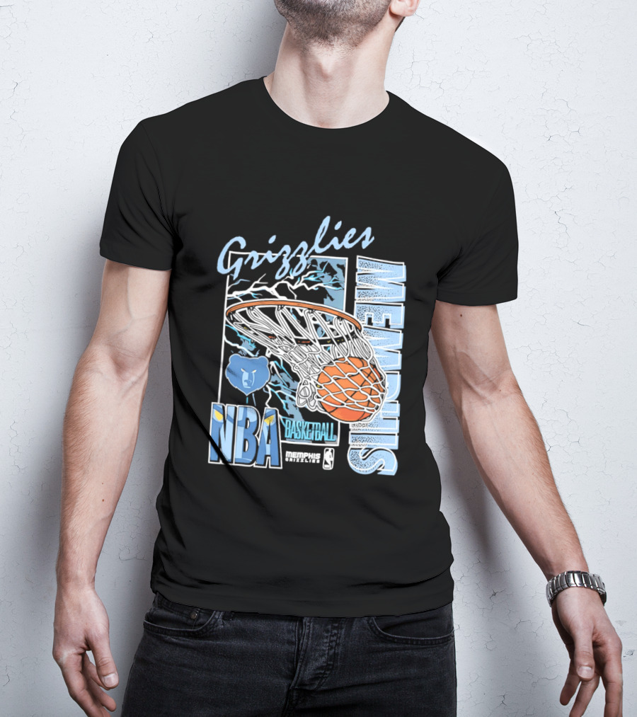 Grizzlies Memphis Basketball NBA Bear Logo And Hoop T-Shirt