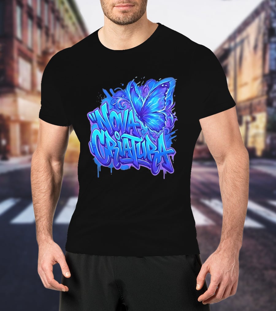 Nova Criatura Butterfly Electric Blue Street Art Aesthetic T-Shirt