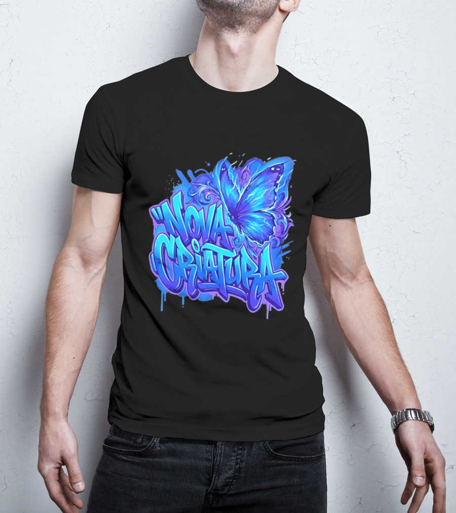 Nova Criatura Butterfly Electric Blue Street Art Aesthetic T-Shirt