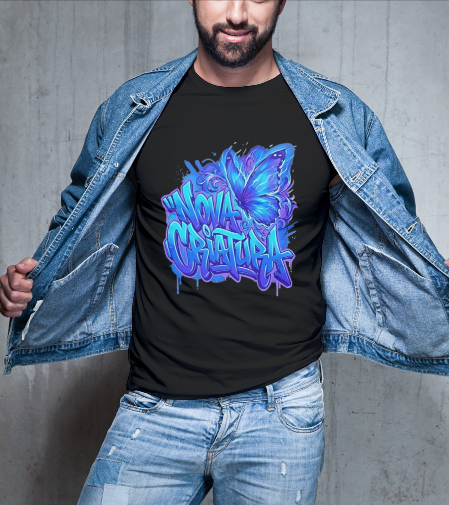 Nova Criatura Butterfly Electric Blue Street Art Aesthetic T-Shirt