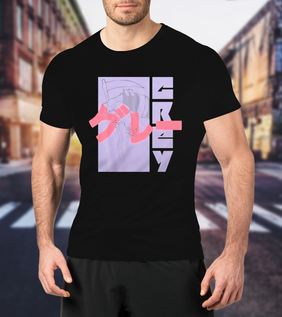 Grim Reaper Grey Japanese Kanji T-Shirt