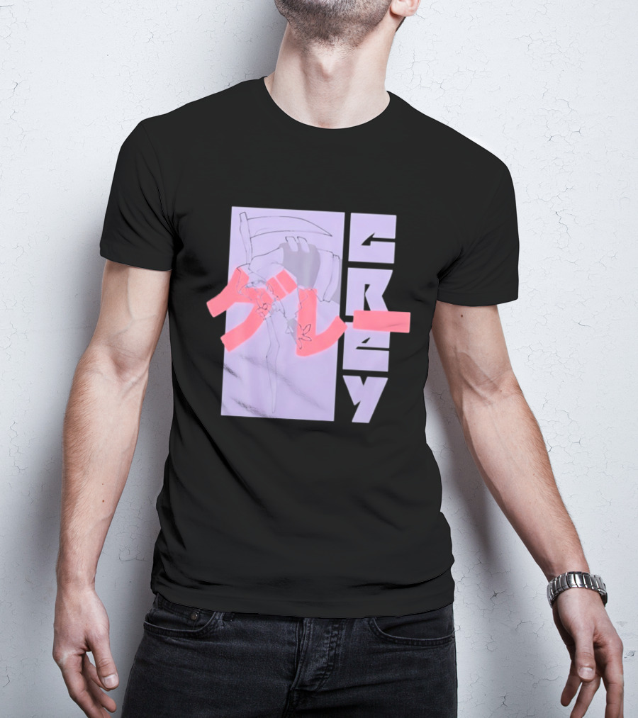 Grim Reaper Grey Japanese Kanji T-Shirt