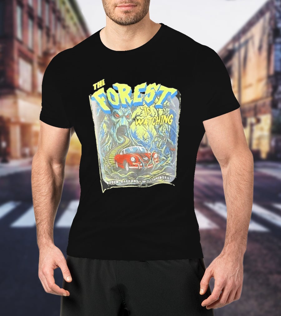 The Forest Is Ing Busch Gardens Williamsburg Red Car And Creepy Trees T-Shirt