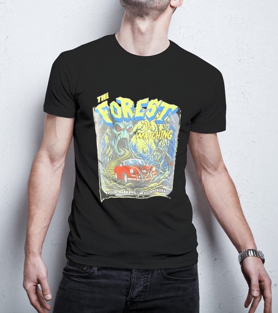 The Forest Is Ing Busch Gardens Williamsburg Red Car And Creepy Trees T-Shirt