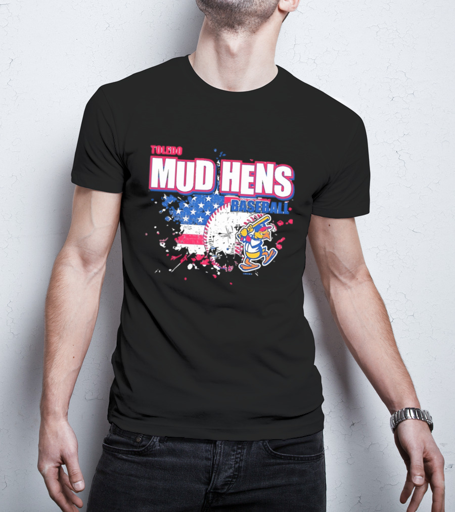 Toledo Mud Hens American Flag Splatter Baseball T-Shirt