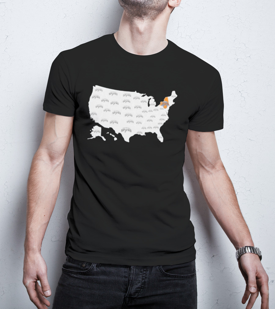 America Spurs New York Knicks US Map Basketball Team Representation T-Shirt