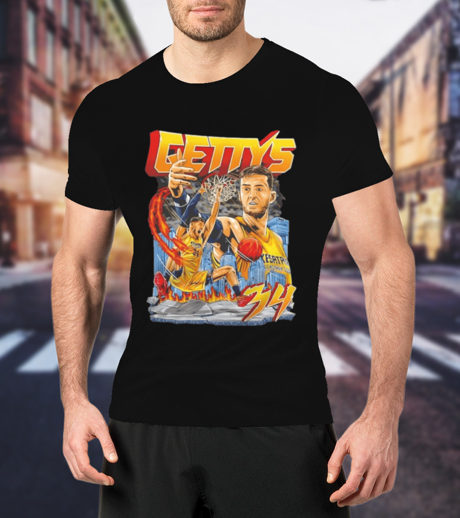 GETTYS 34 Kesatria Bengawan Solo Basketball Player Urban Slam Dunk Action T-Shirt