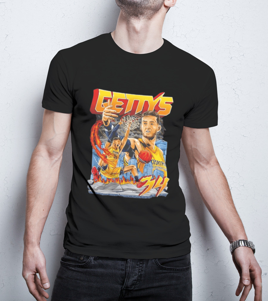 GETTYS 34 Kesatria Bengawan Solo Basketball Player Urban Slam Dunk Action T-Shirt