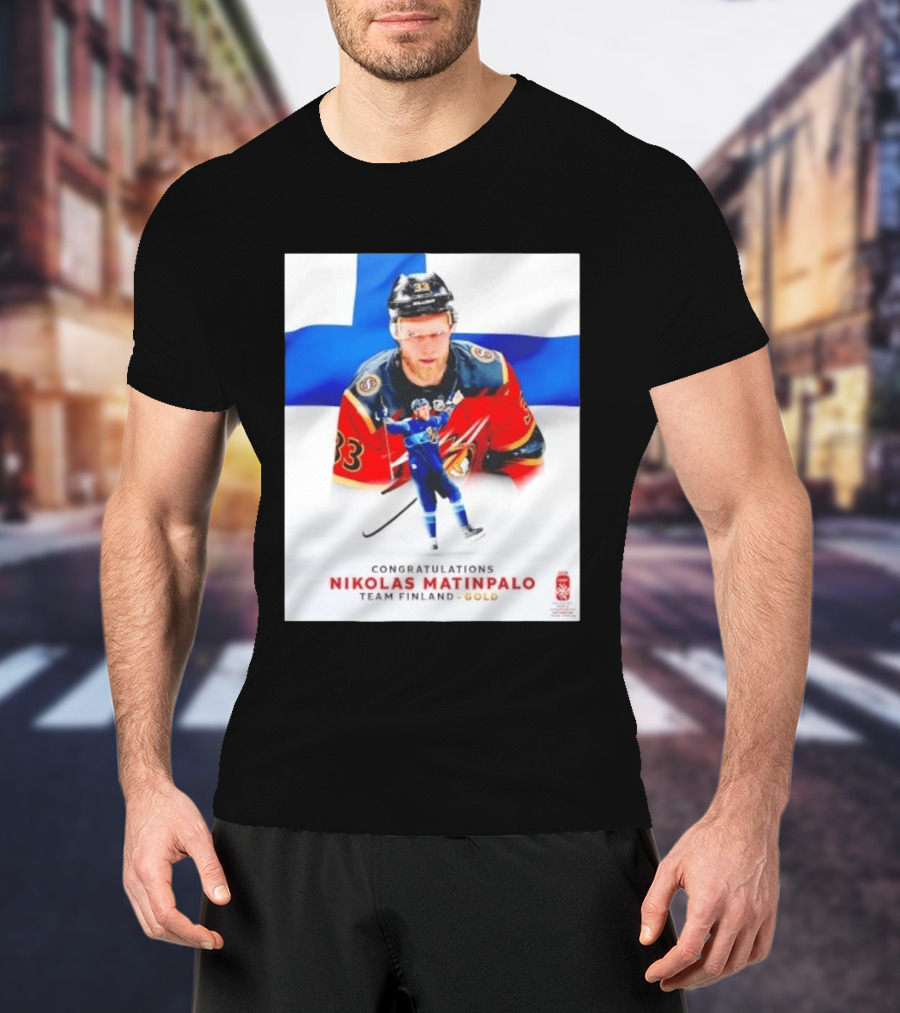 Congratulations Nikolas Matinpalo Team Finland Gold Finnish Flag Ice Hockey Celebration T-Shirt
