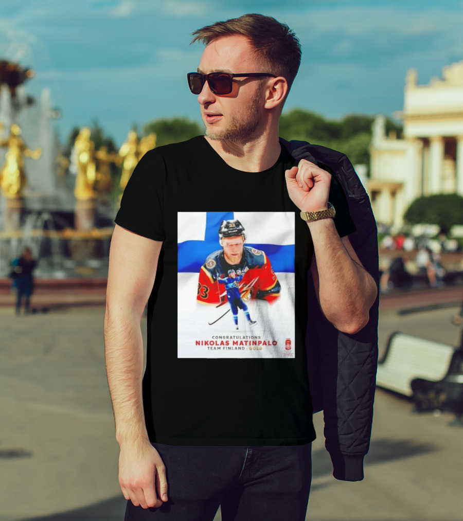Congratulations Nikolas Matinpalo Team Finland Gold Finnish Flag Ice Hockey Celebration T-Shirt