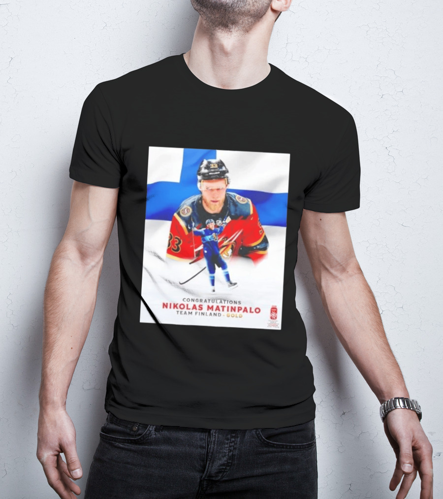 Congratulations Nikolas Matinpalo Team Finland Gold Finnish Flag Ice Hockey Celebration T-Shirt