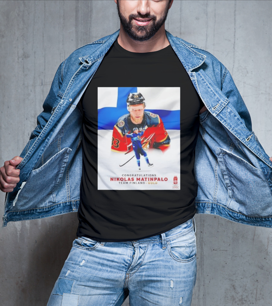 Congratulations Nikolas Matinpalo Team Finland Gold Finnish Flag Ice Hockey Celebration T-Shirt