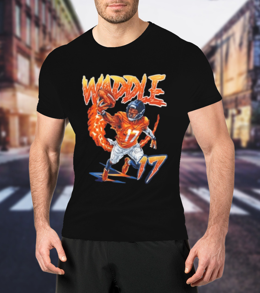 Waddle 17 Football Catch Orange And Blue Player T-Shirt