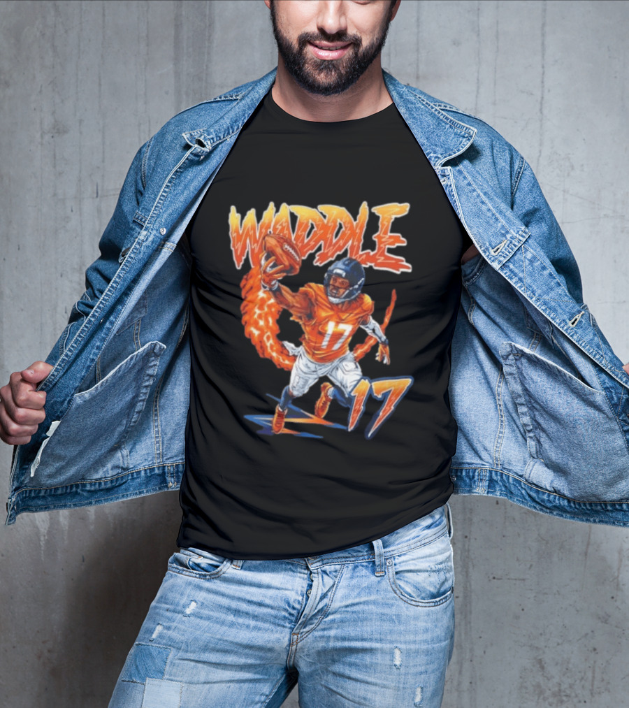 Waddle 17 Football Catch Orange And Blue Player T-Shirt