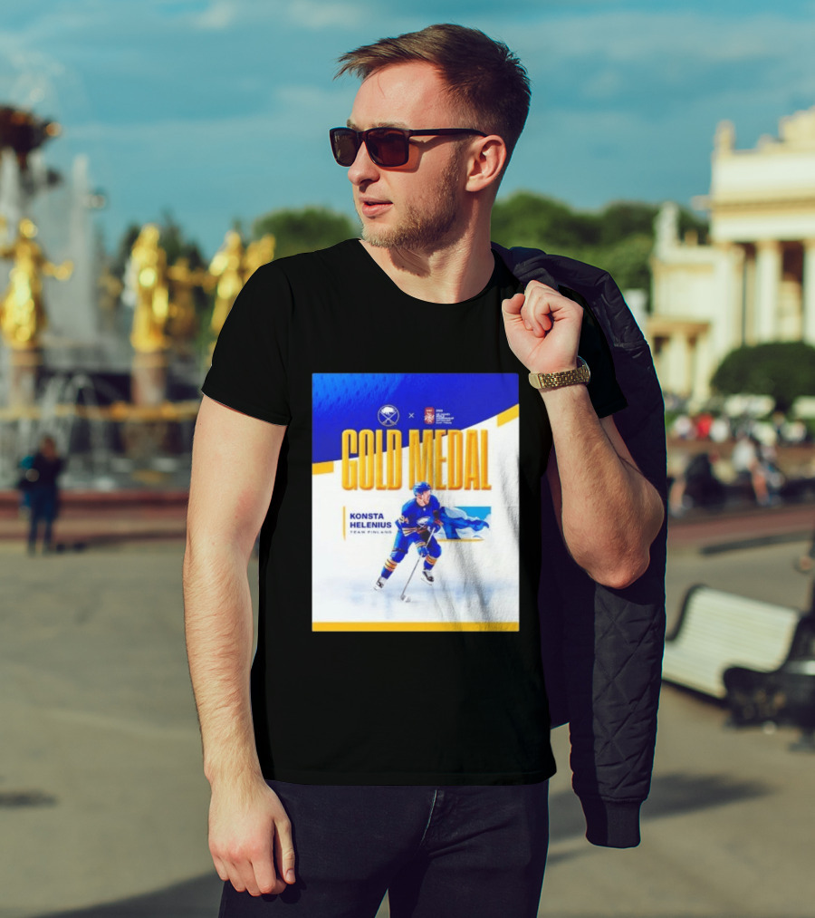 Konsta Helenius Team Finland 2023 Gold Medal Hockey T-Shirt