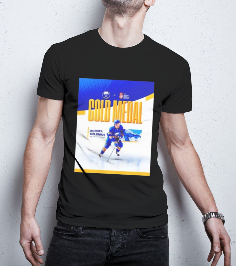 Konsta Helenius Team Finland 2023 Gold Medal Hockey T-Shirt