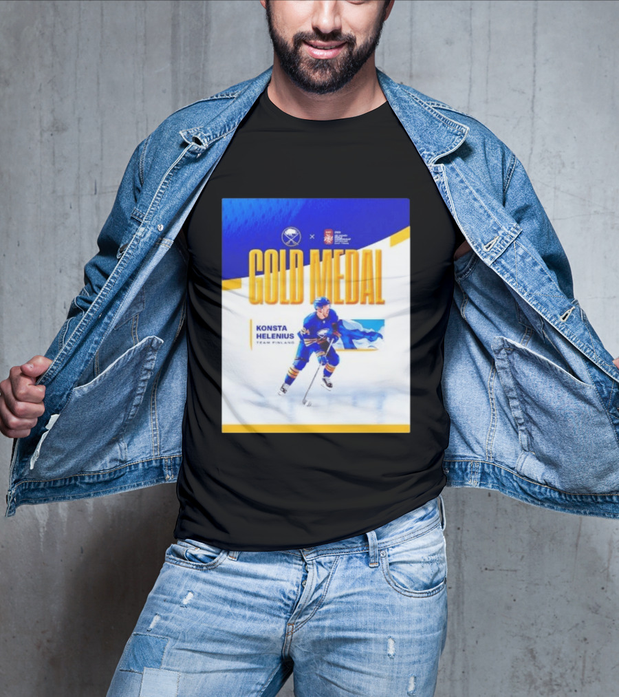 Konsta Helenius Team Finland 2023 Gold Medal Hockey T-Shirt
