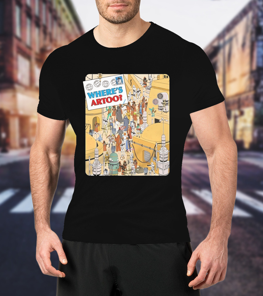 Where's Artoo Star Wars R2 D2 Tatooine Scene T-Shirt