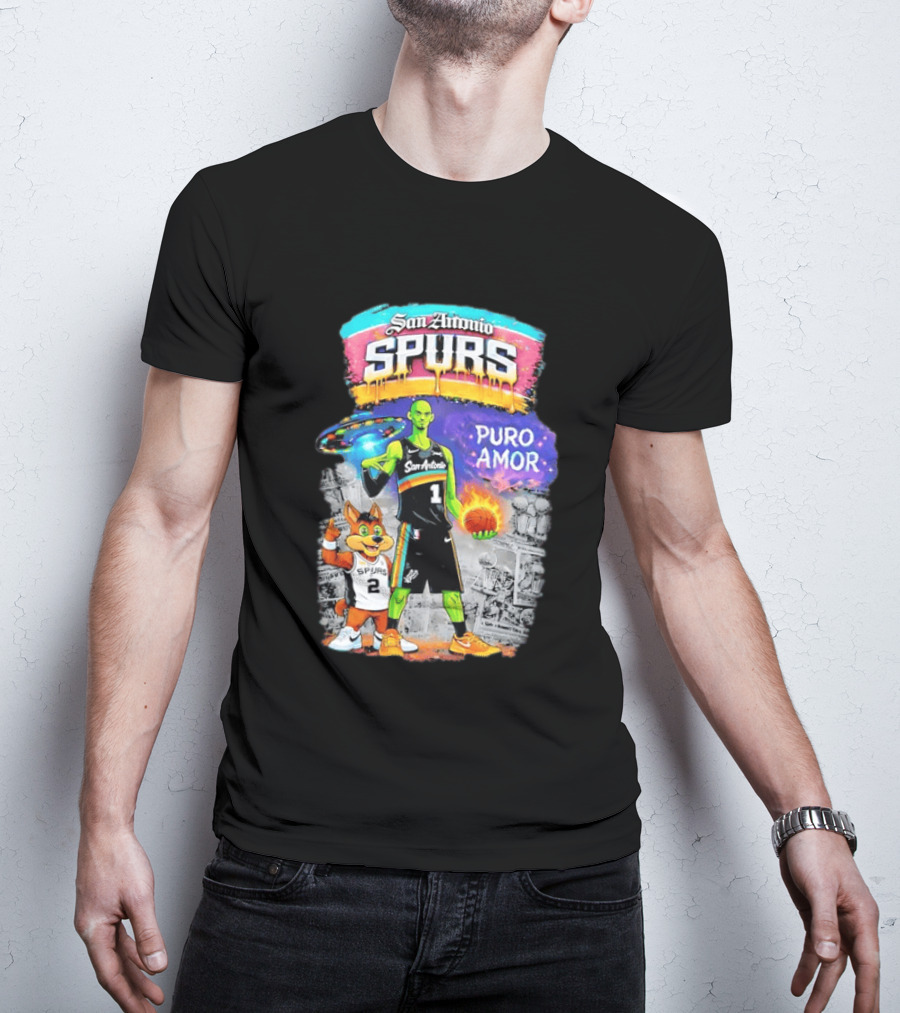 San Antonio Spurs Alien Basketball Puro Amor Fiesta Vibes T-Shirt
