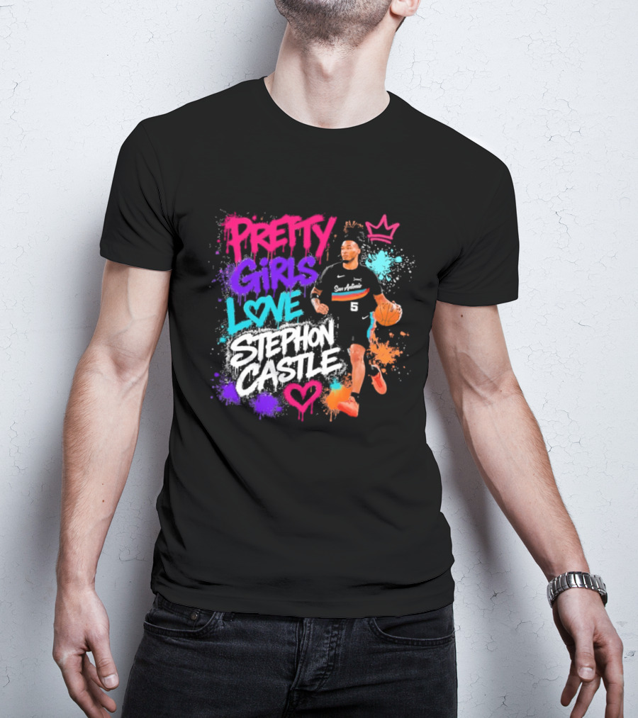 San Antonio Spurs Pretty Girls Love Stephon Castle Basketball T-Shirt
