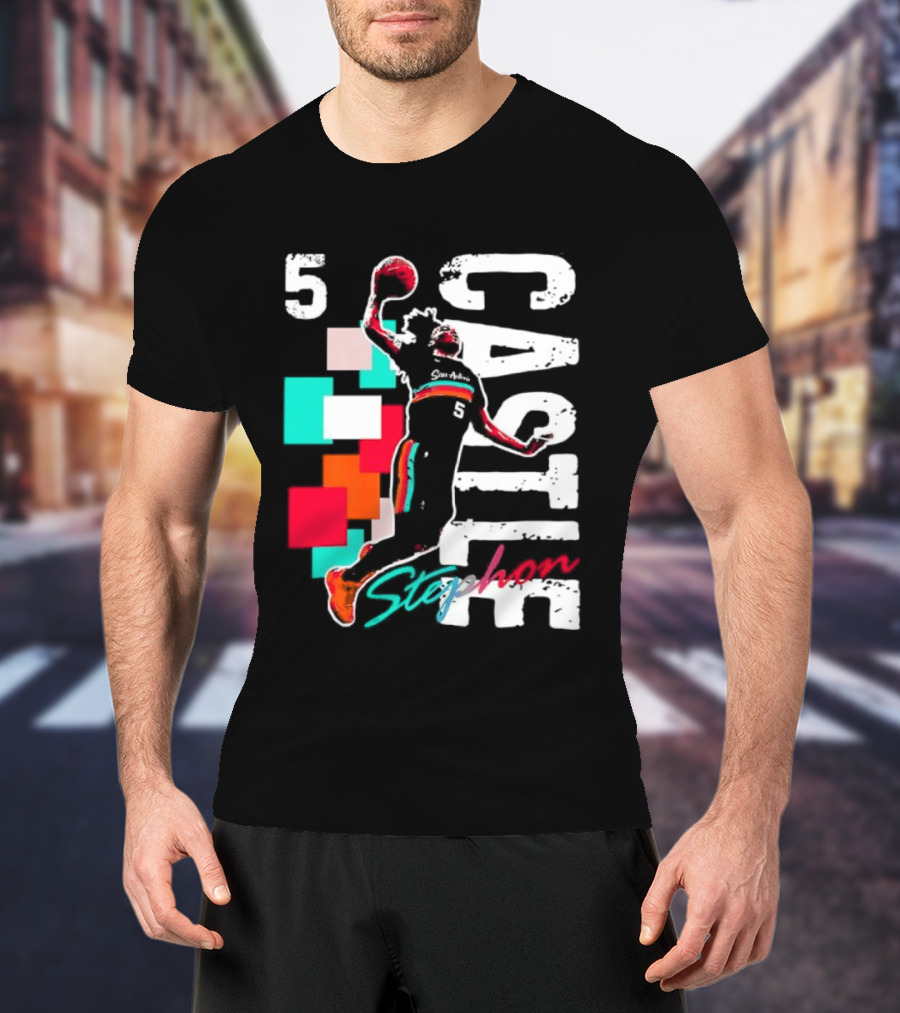 Stephon Castle Number 5 San Antonio Spurs Basketball T-Shirt