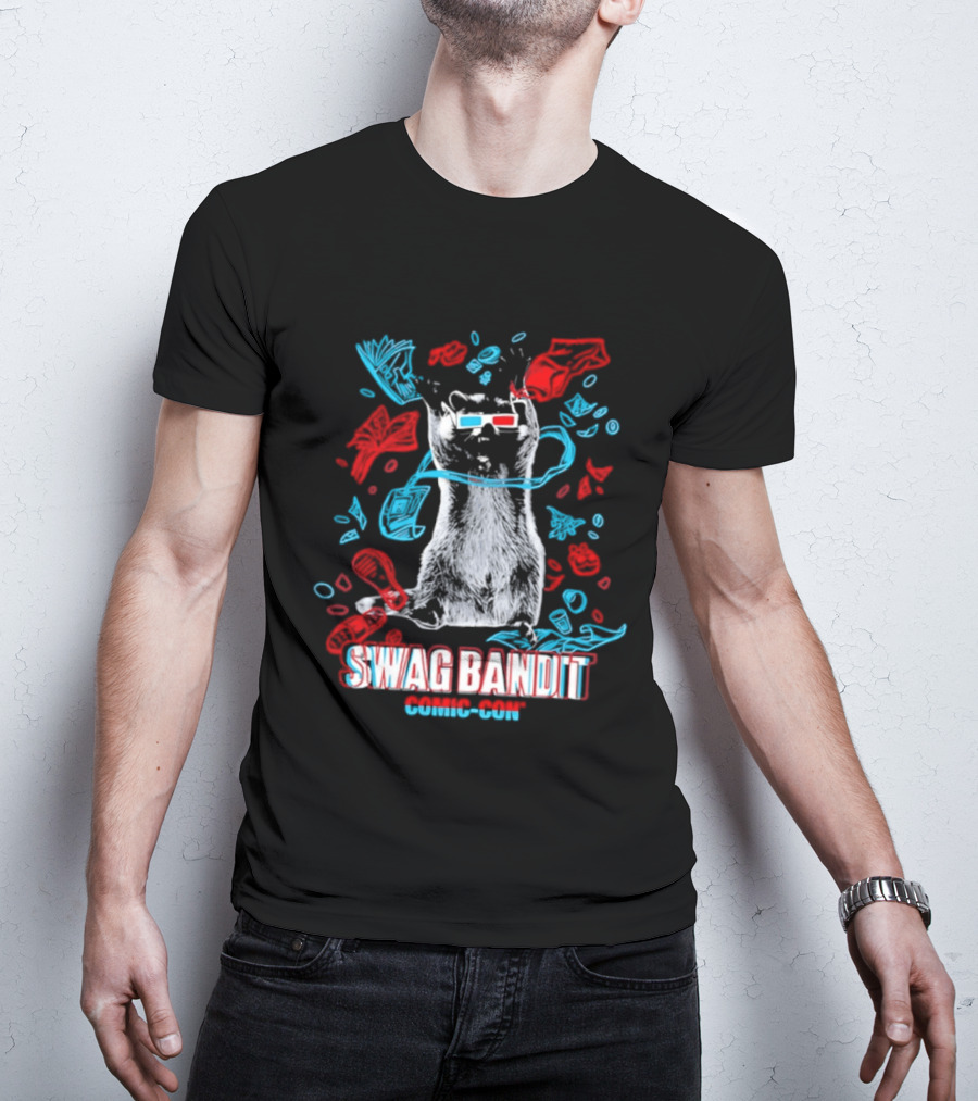 Swag Bandit Comic Con Raccoon 3D Glasses T-Shirt