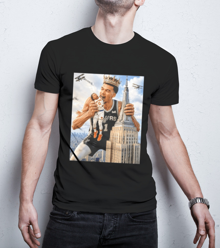 Victor Wembanyama Spurs Empire State Building Jalen Brunson Let's Go Spurs T-Shirt