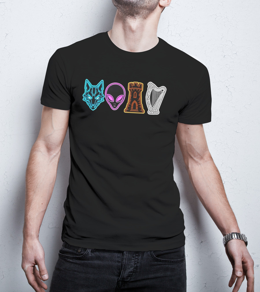 Wolf Alien Castle Harp T-Shirt