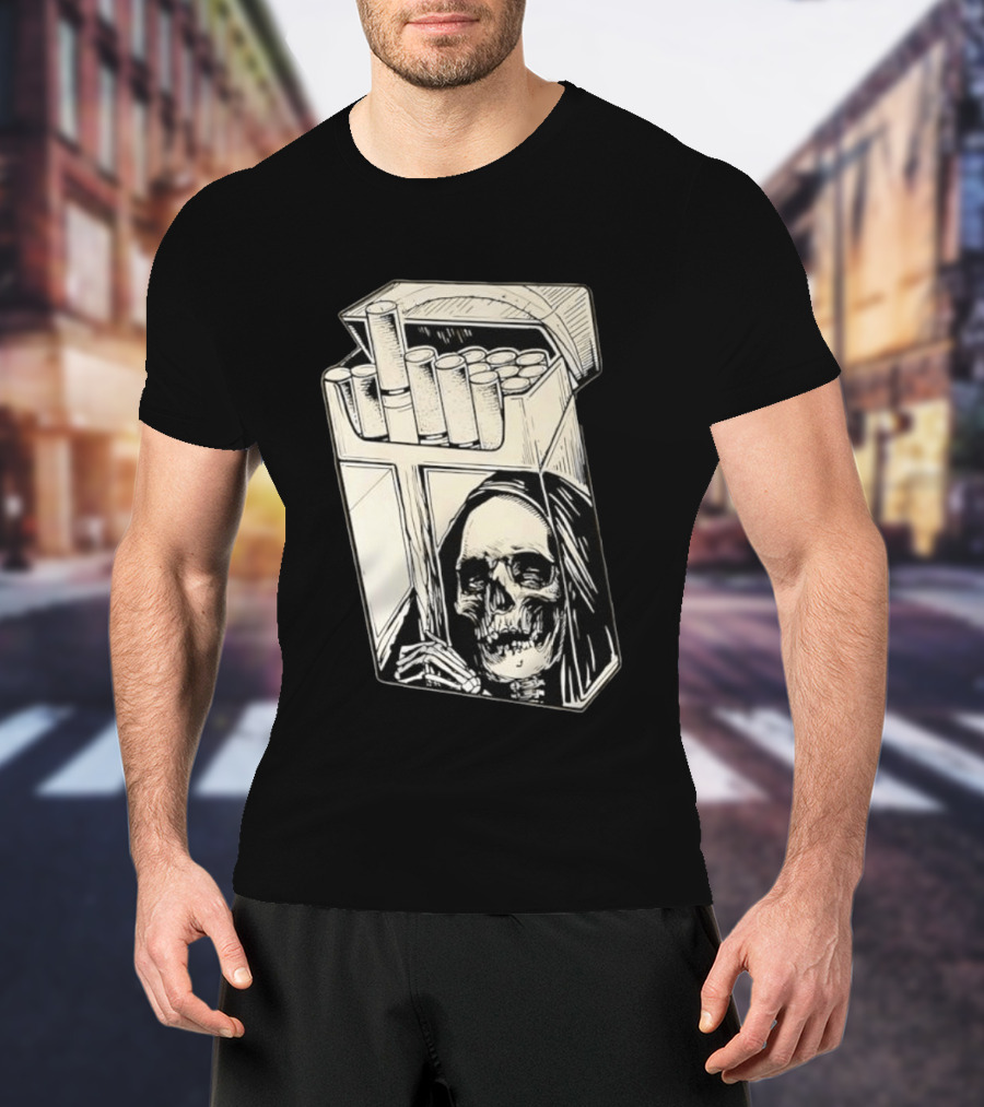 Grim Reaper Smoking Cigarette Pack T-Shirt