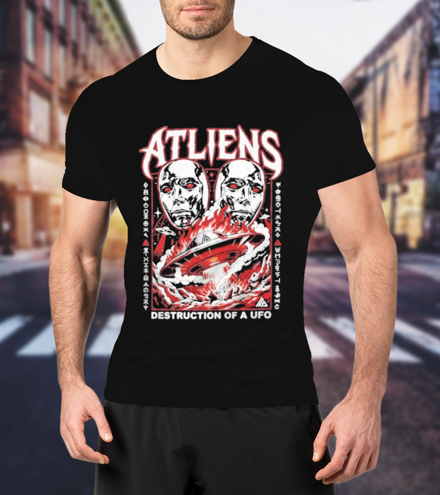 Atliens Room Six Destruction Of A UFO Attack Crew 4318 T-Shirt