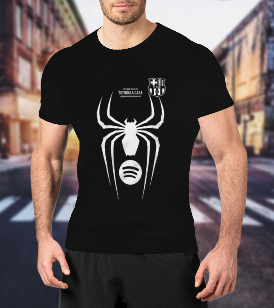 Barcelona Spider Man Venom Julian Alvarez Black Jersey Spotify T-Shirt