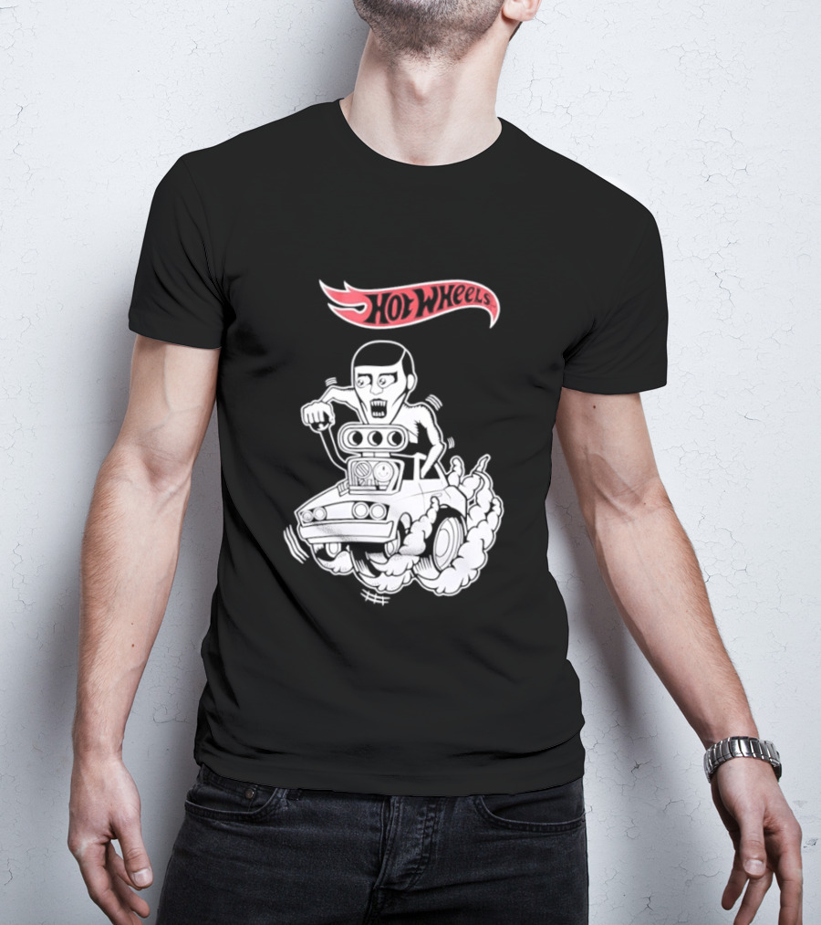 Hot Wheels Racing Car Driver Black Flame T-Shirt