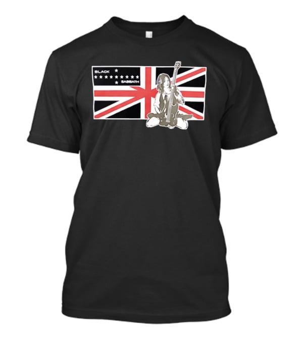 Black Sabbath Union Jack Flag With Guitarist Iconic Band T-Shirt