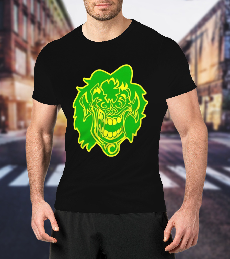 Insane Clown Posse Hatchetman Wicked Clown Face Neon Green Yellow T-Shirt