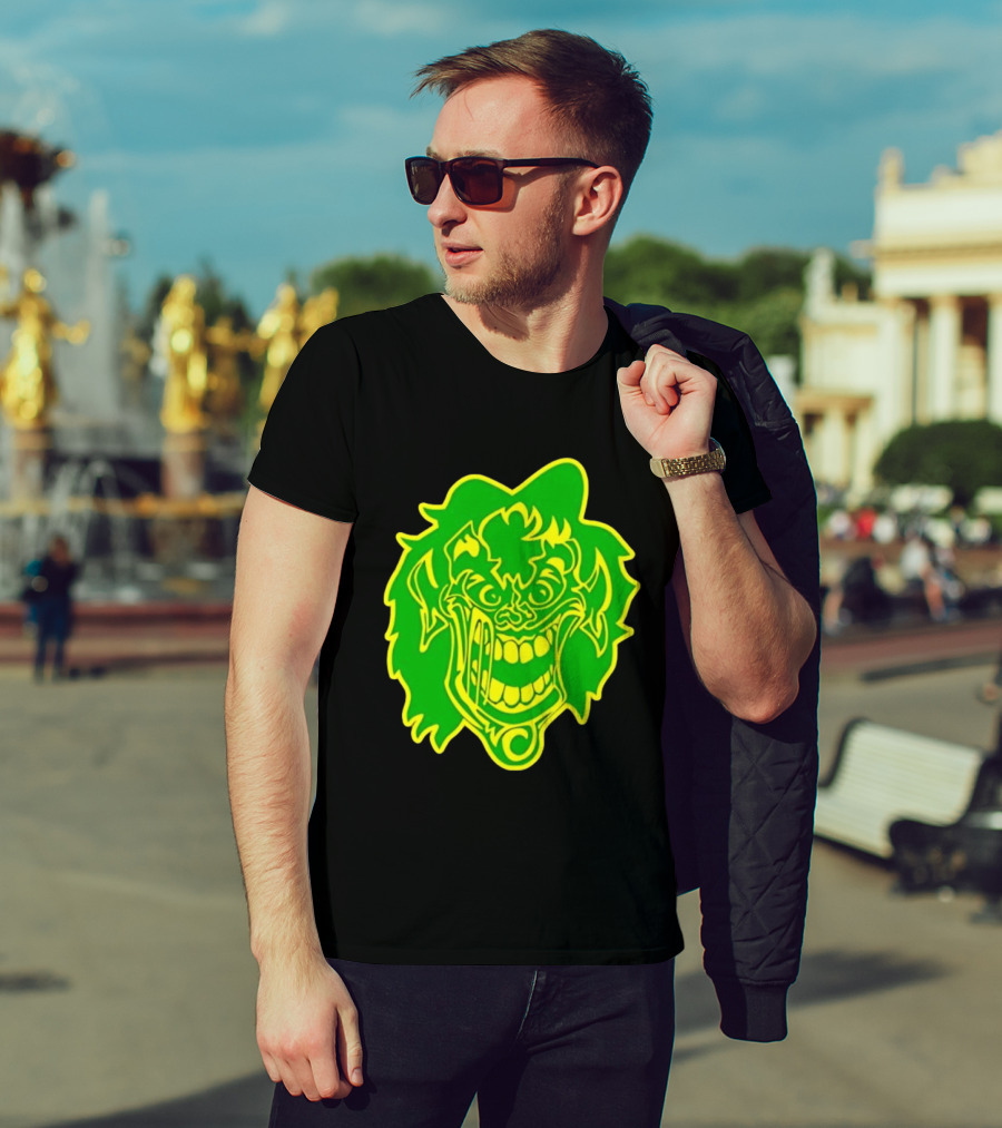 Insane Clown Posse Hatchetman Wicked Clown Face Neon Green Yellow T-Shirt