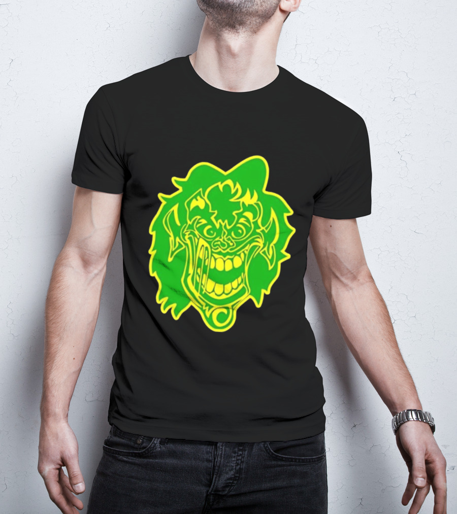 Insane Clown Posse Hatchetman Wicked Clown Face Neon Green Yellow T-Shirt
