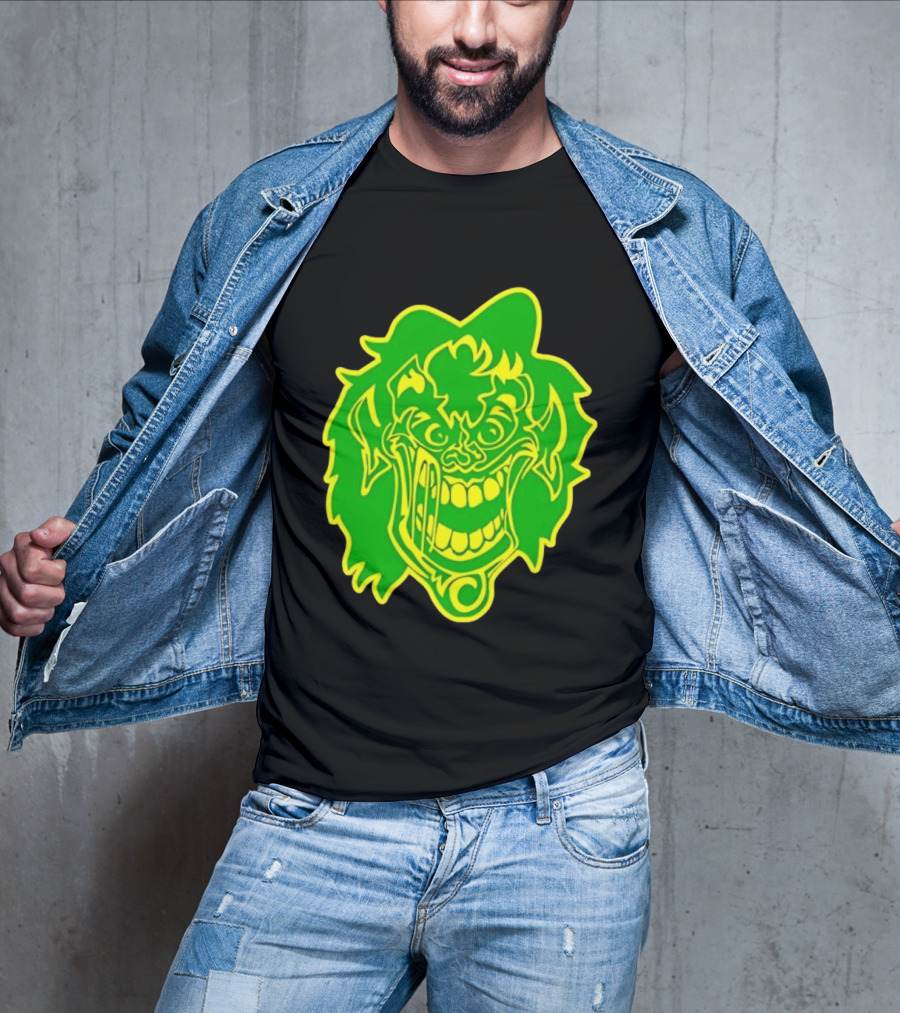 Insane Clown Posse Hatchetman Wicked Clown Face Neon Green Yellow T-Shirt
