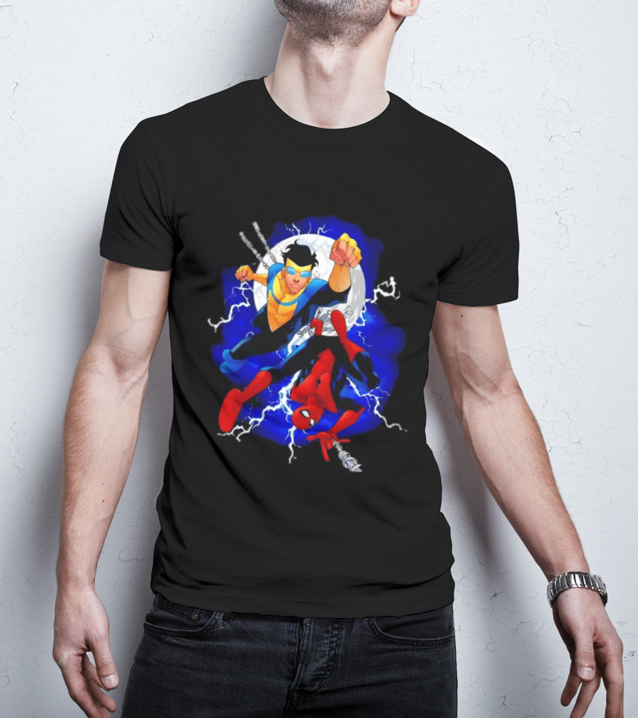Invincible Spider Man Marvel Comics Crossover Action Hero Dynamic Duo T-Shirt