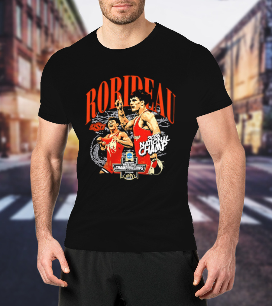 Landon Robideau Oklahoma State Wrestling 2026 National Champ Robideau NCAA T-Shirt