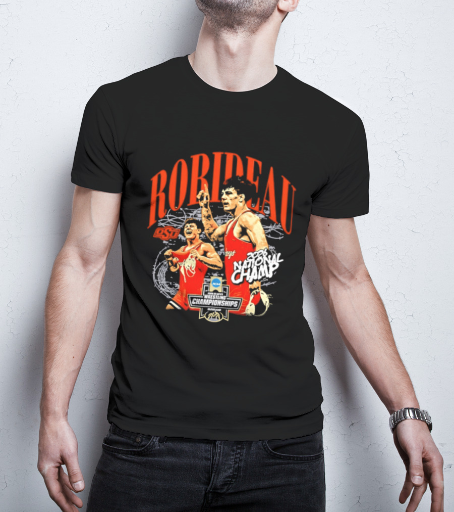 Landon Robideau Oklahoma State Wrestling 2026 National Champ Robideau NCAA T-Shirt