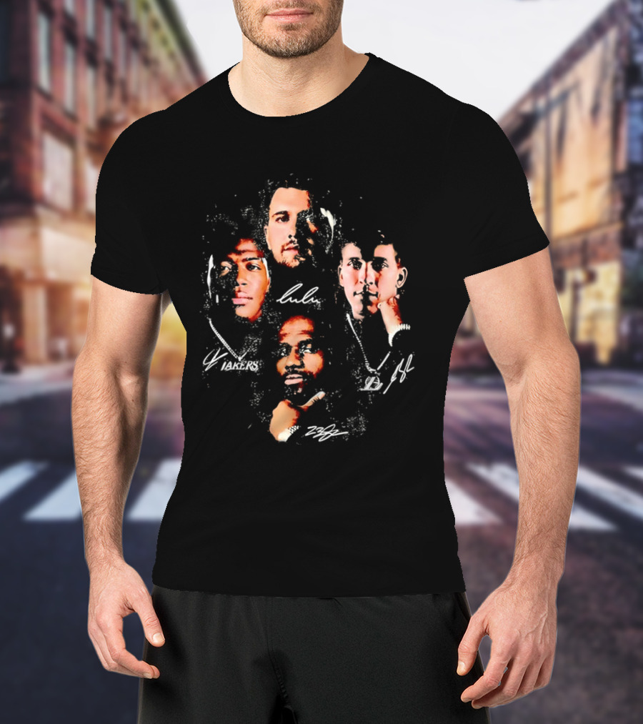 Lulu Lakers 23 Collage Featuring Iconic Player Portraits And Signature T-Shirt