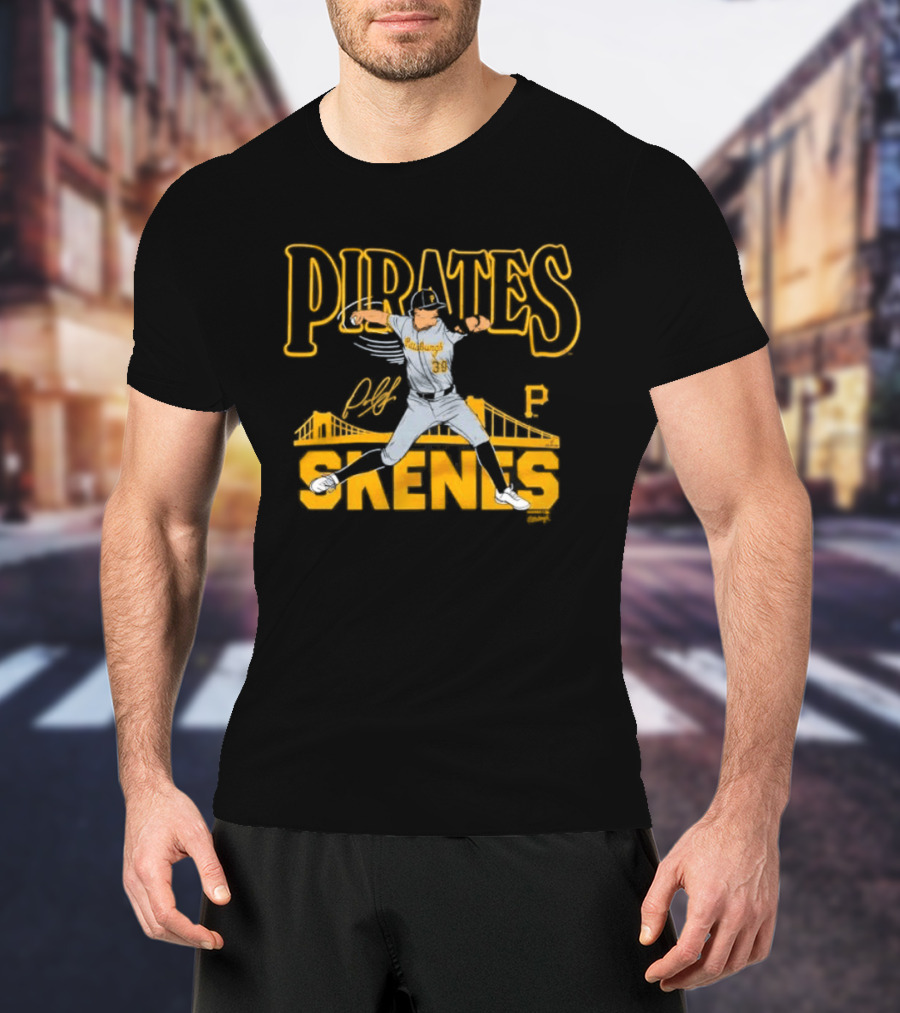 Pittsburgh Pirates Paul Skenes Signature Bridge T-Shirt