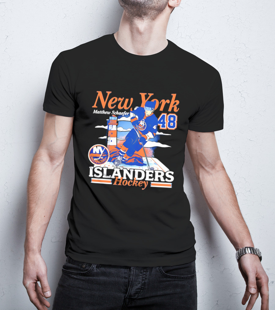New York Islanders Matthew Schaefer 48 Hockey Team T-Shirt