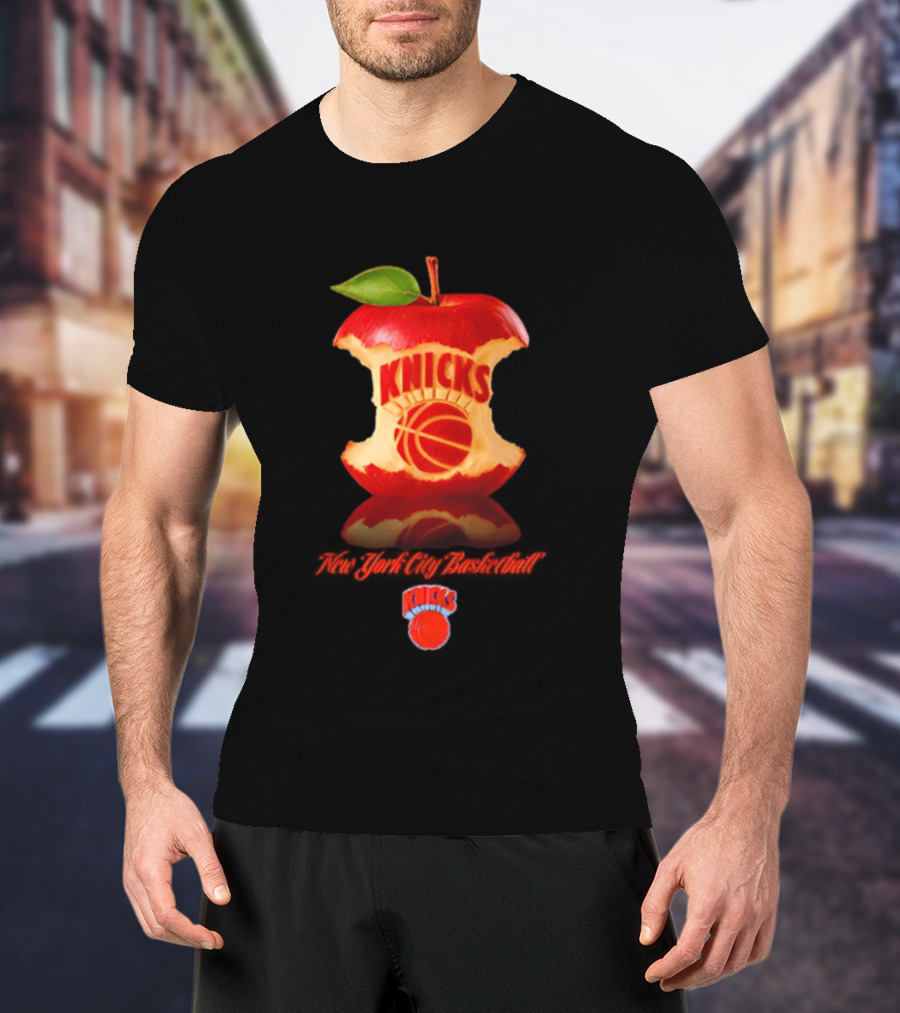 Knicks New York City Basketball Court Apple T-Shirt