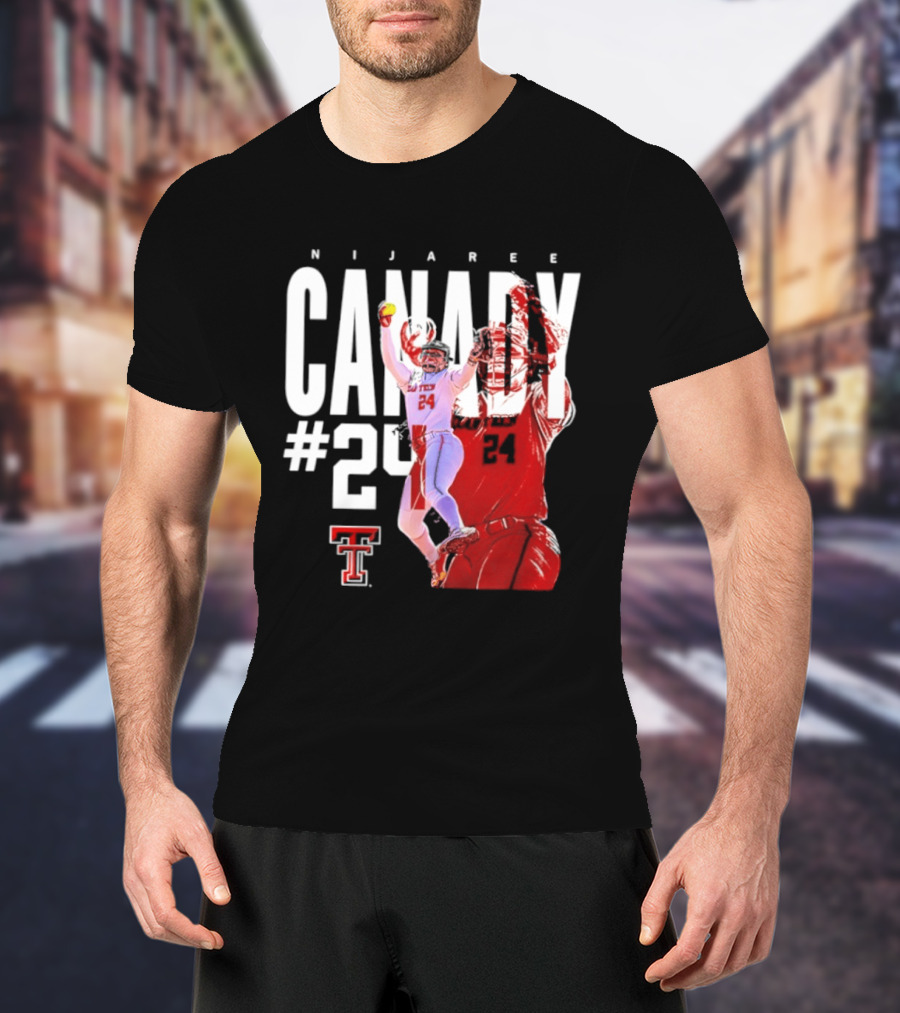 NiJaree Canady 24 Texas Tech Softball Player Pose With Team T-Shirt